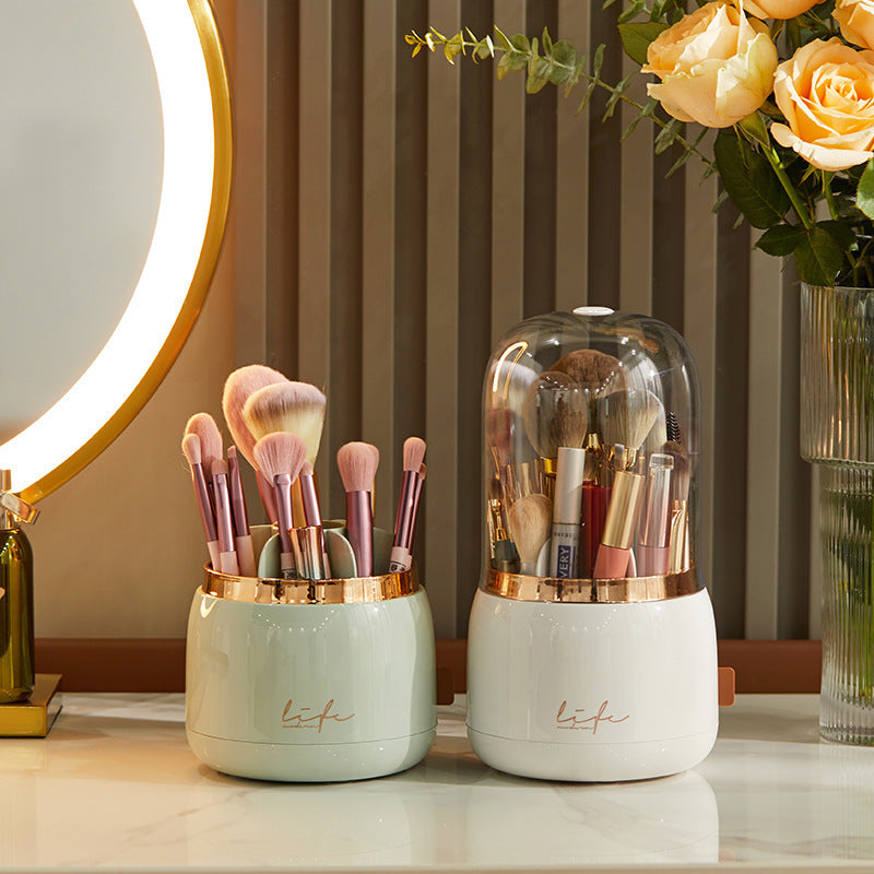Dust Proof Lipstick, Eyebrow Pencil, Cosmetic Storage Box, Spinning Rotating Brush Cylinder