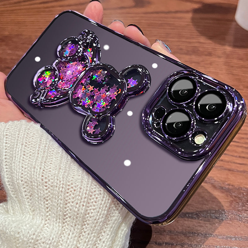 iPhone Case with Glitter Cartoon Bear